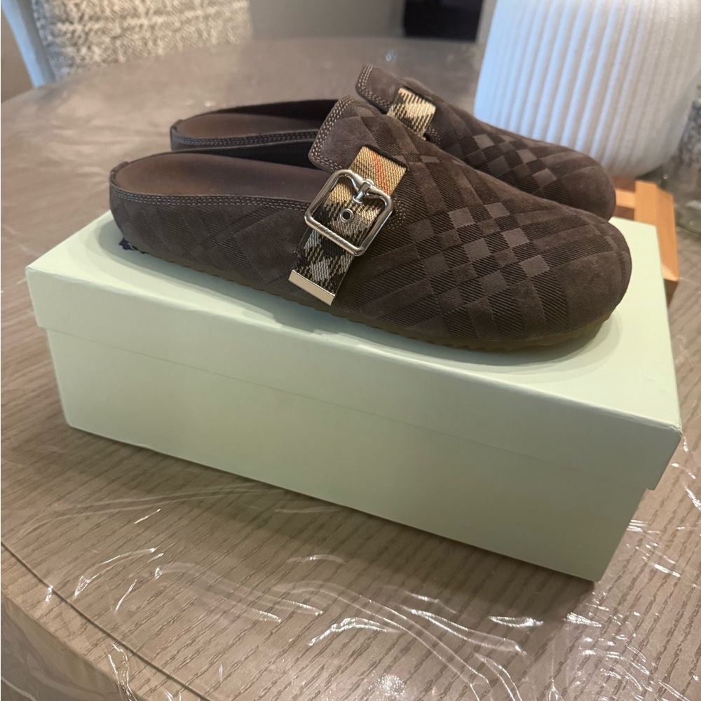 Burberry Taupe Suede Loafers
